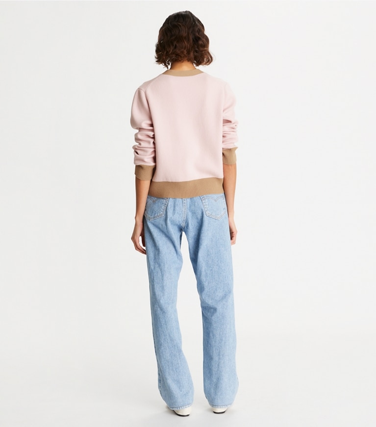 Tory Burch designer sweaters Cashmere Rabbit Cardigan in Sugar Peony front