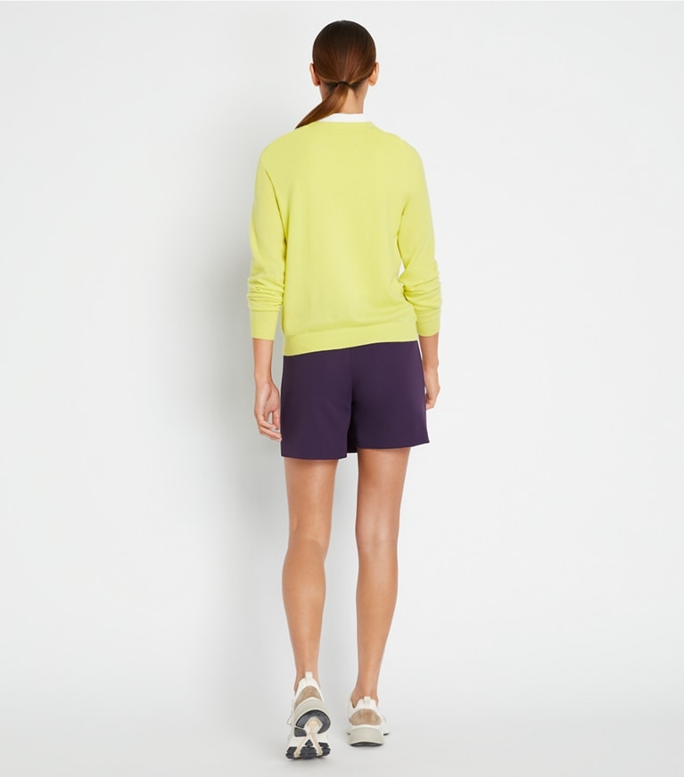 Tory Sport designer sweaters Cashmere Raglan Birdie Sweater in Lemon Glow front