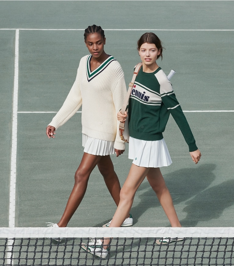 Cashmere Retro Tennis Sweater: Women's Designer Sweaters