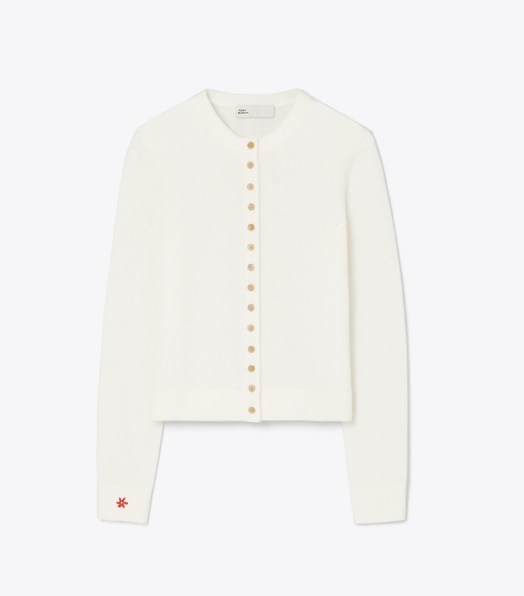 Tory Burch designer sweaters Cashmere Silk Cardigan in Ivory front