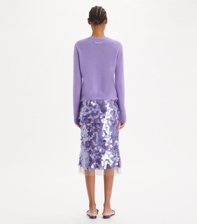 Tory Burch designer sweaters Cashmere Silk Sweater in Crisp Lavender front