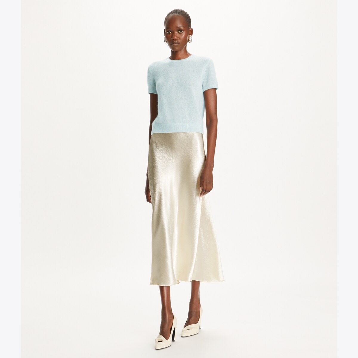 Tシャツ・カットソー SPARKLING CASHMERE AND SILK LIGHTWEIGHT T-SHIRT Cashmere Silk T-Shirt: Women's Designer Sweaters | Tory Burch