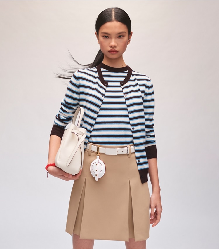 Tory Sport designer sweaters Cashmere Striped Tennis Cardigan in Winetasting Stripe Set studio
