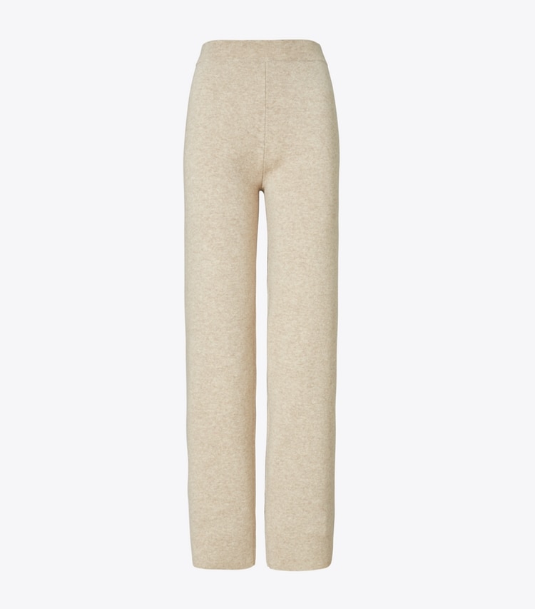 Tory Sport designer bottoms Cashmere Wide-Leg Pant in Natural Heather front