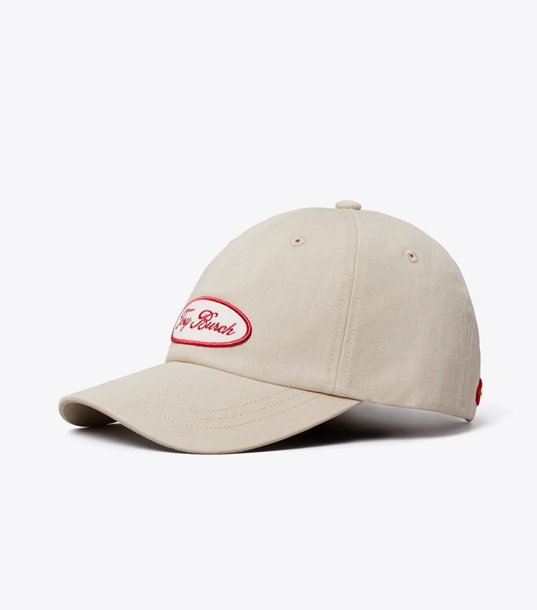 Tory Burch designer chapeaux Casquette de baseball avec écusson à logo dans Tan angle