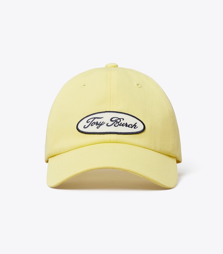 Tory Burch designer chapeaux Casquette de baseball avec écusson logo brodé in Yellow Sky front