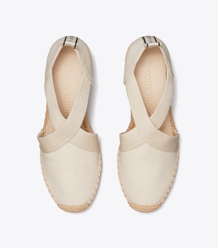 Tory Burch designer espadrilles Catalina Wedge in VINTAGE CREAM/ VINTAGE CREAM/ PERFECT BL overhead