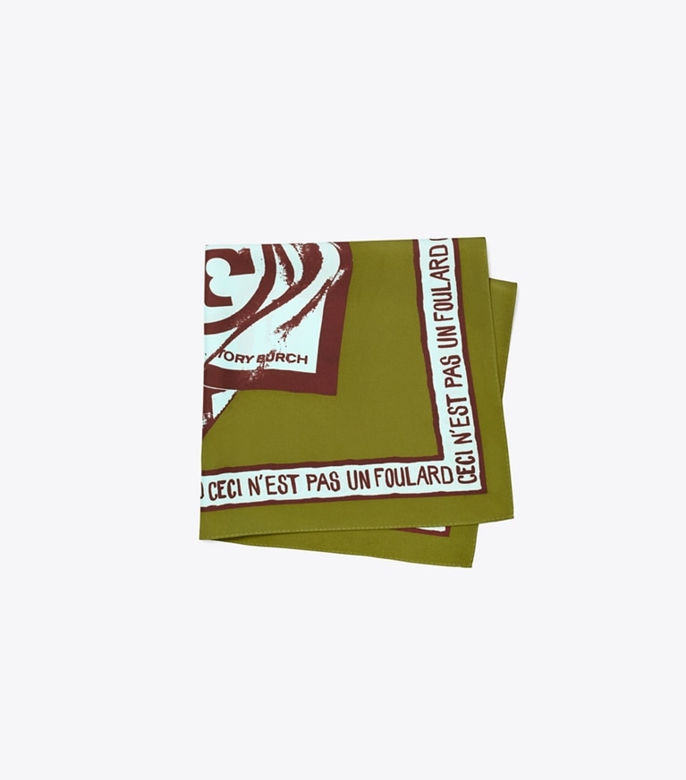Tory Burch designer scarves Ceci N’est Pas Un Foulard Silk Neckerchief  in Green overhead