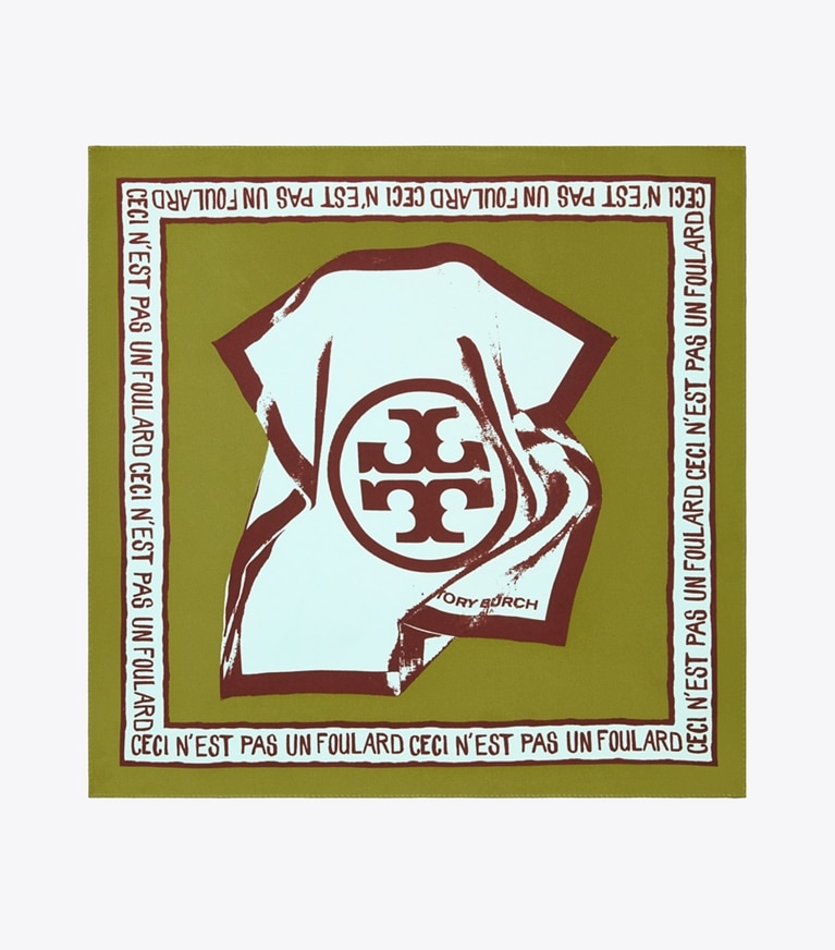 Tory Burch designer scarves Ceci N’est Pas Un Foulard Silk Neckerchief  in Green overhead