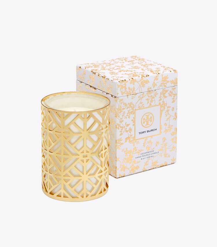 Tory Burch designer candles Cedarwood Candle in Multi angle