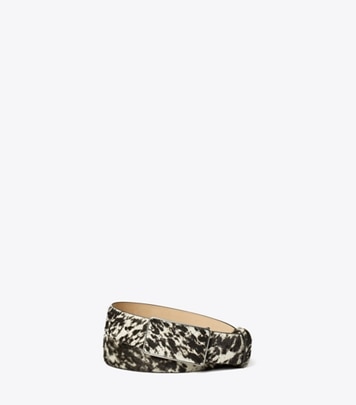 Tory Burch designer ceintures Ceinture à boucle plaque in Warm White / Black front