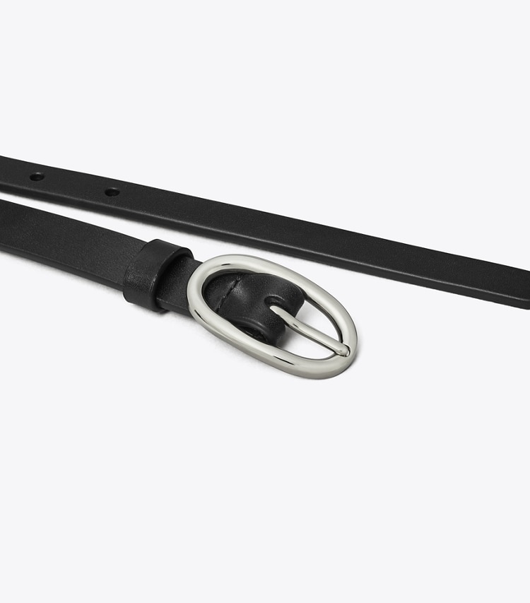 Tory Burch designer ceintures Ceinture à boucle taille moyenne effet piercing 2,54 cm in Black/Silver informations