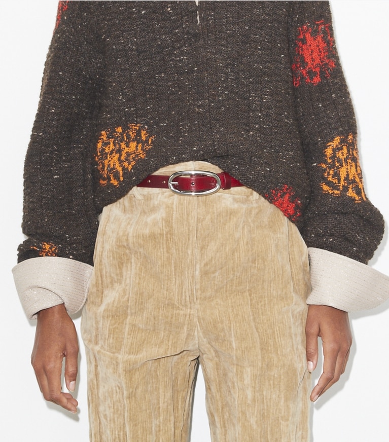 Tory Burch designer ceintures Ceinture à large boucle effet piercing 2,54 cm in BLACK/GOLD front