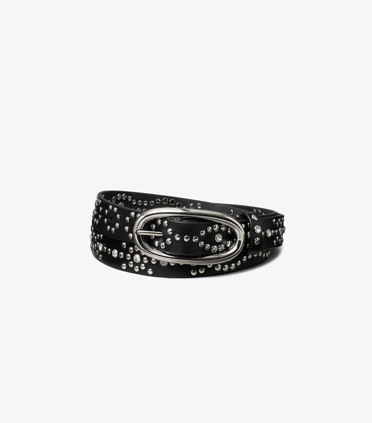 Tory Burch designer ceintures Ceinture cloutée Pierced dans Black/Silver de face