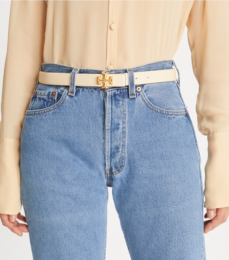 Tory Burch designer ceintures Ceinture Eleanor 2,5 cm in NEW CREAM / GOLD accessory on model