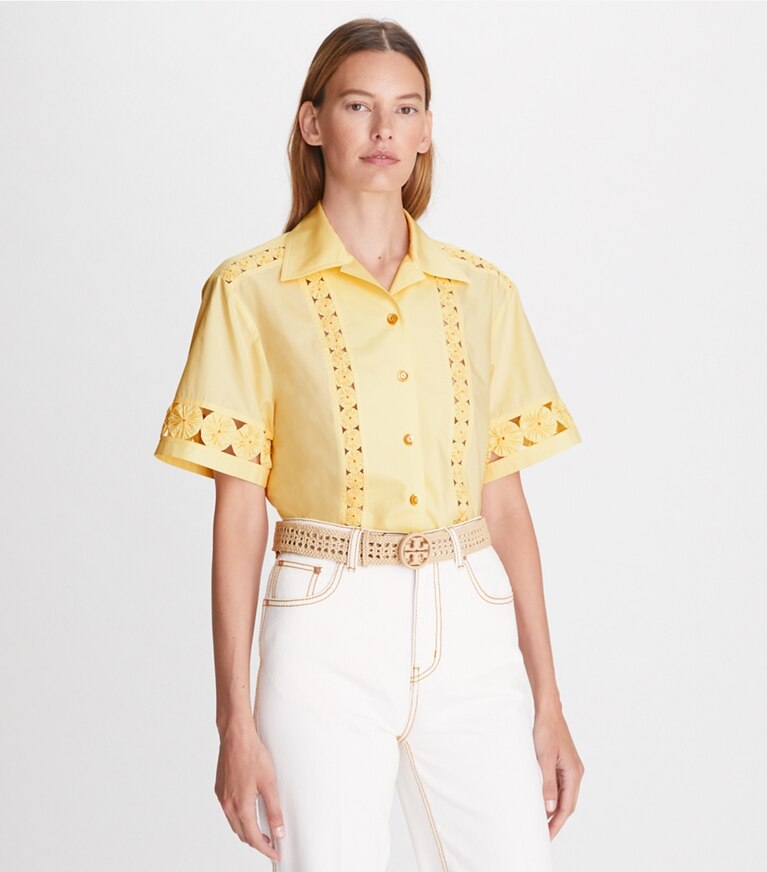 Tory Burch designer ceintures Ceinture Miller tressée 1,5 po dans BRIE accessoire sur le modèle
