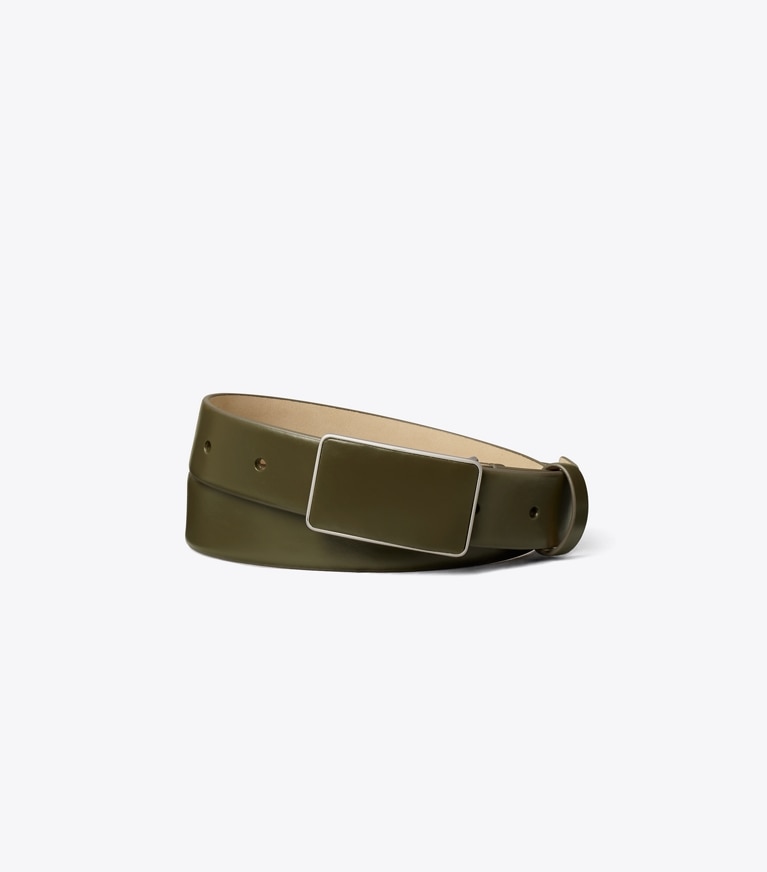 Tory Burch designer ceintures Ceinture Plate dans Dark Olive de face