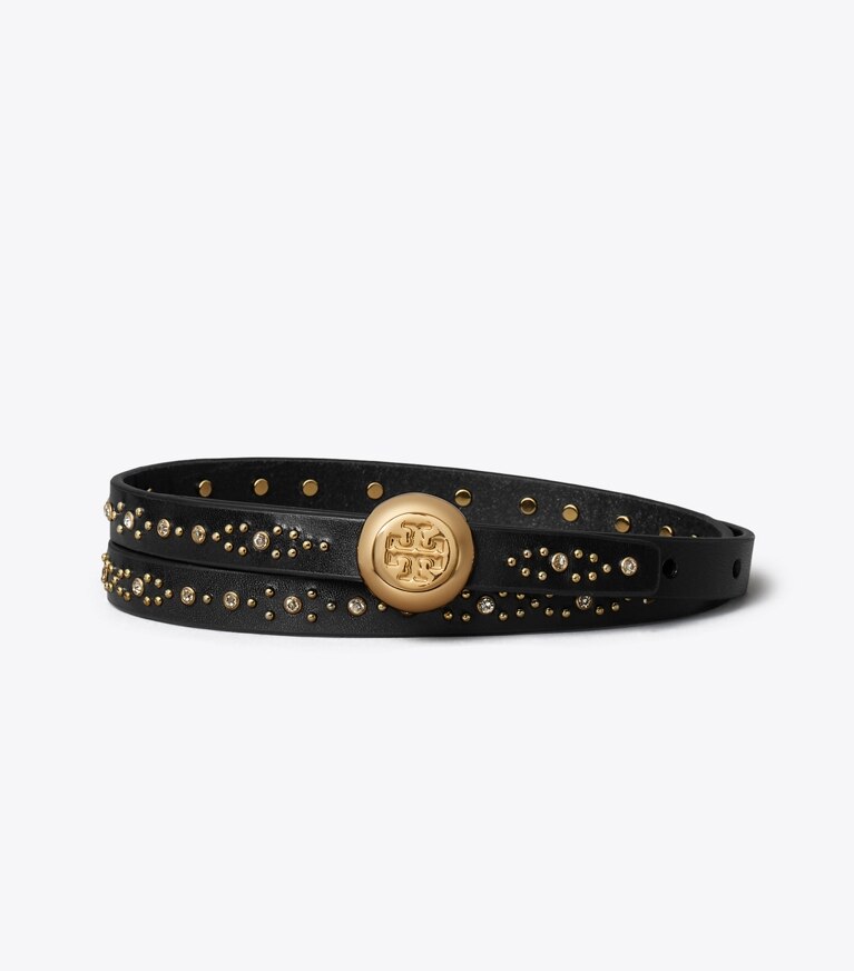 Tory Burch designer ceintures Ceinture Romy cloutée in Black / Gold front