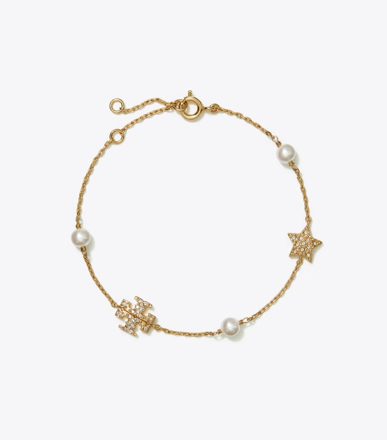 Tory Burch designer bracelets Celestial Bracelet in Tory Gold / Crystal / Pearl front