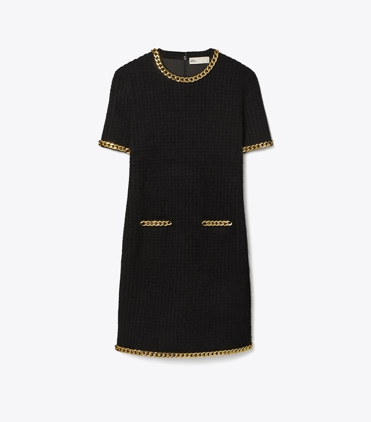 Tory Burch designer dresses Chain Wool Dress in Black front