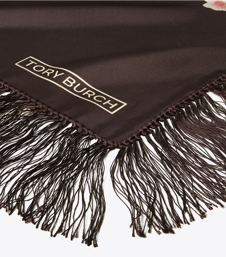 Tory Burch designer scarves Chair Floral Silk Square in Black Chair Floral detail