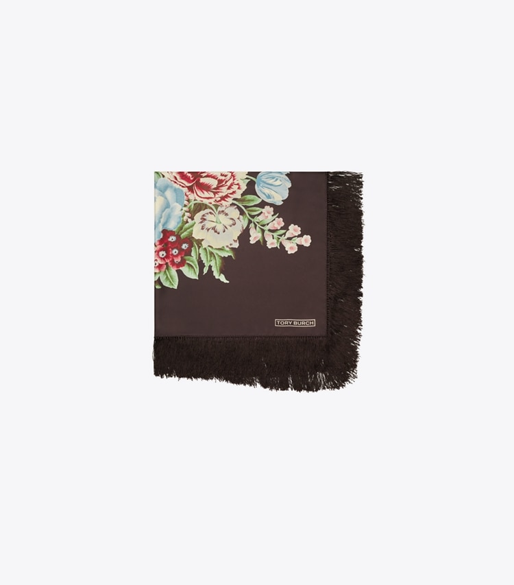 Tory Burch designer scarves Chair Floral Silk Square in Black Chair Floral folded
