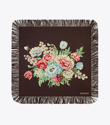 Tory Burch designer schals Chair Floral Silk Square in Black Chair Floral von oben