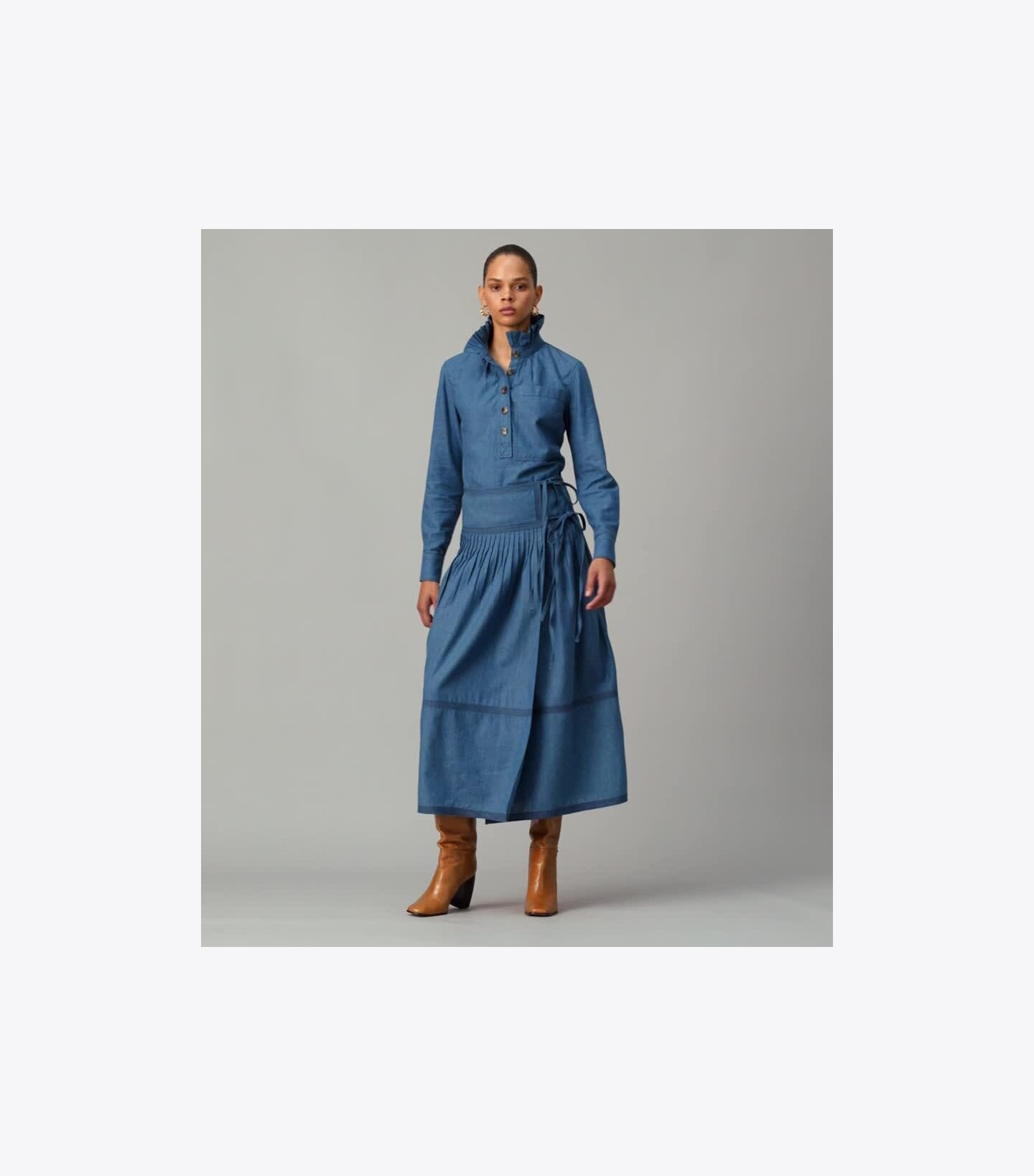 Chambray Tiered Skirt