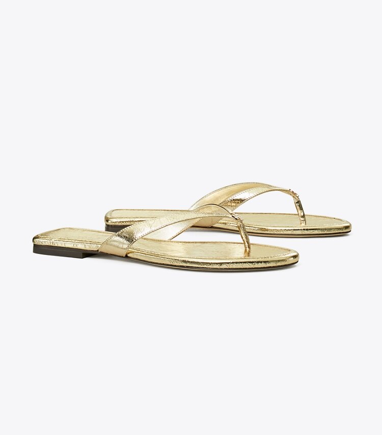 Tory Burch diseñador sandalias Chancla clásica en SPARK GOLD ángulo