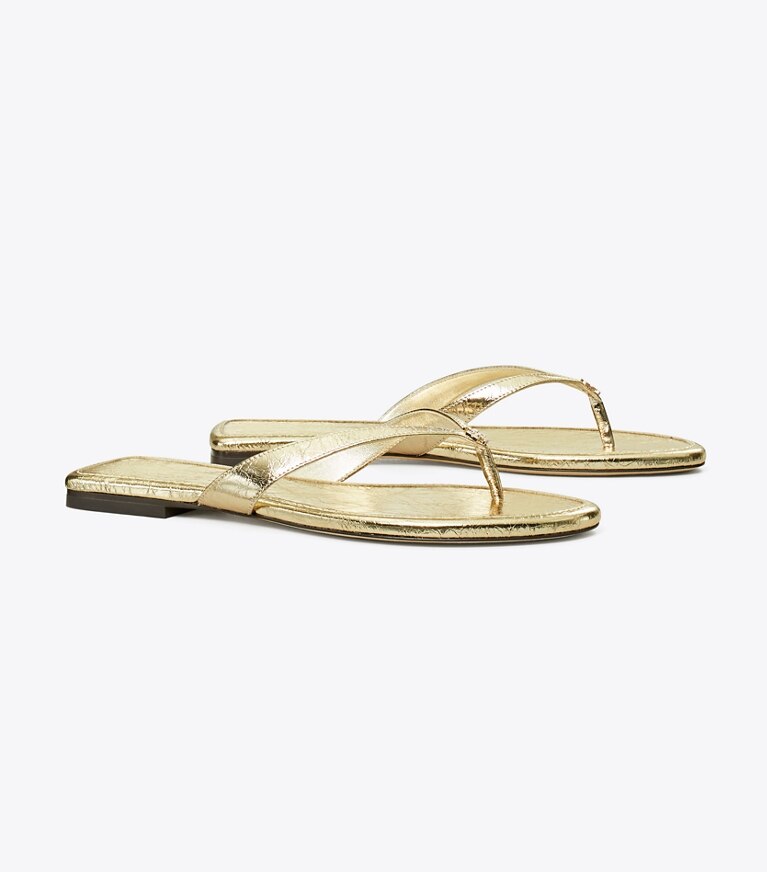 Tory Burch diseñador sandalias Chancla clásica en SPARK GOLD ángulo