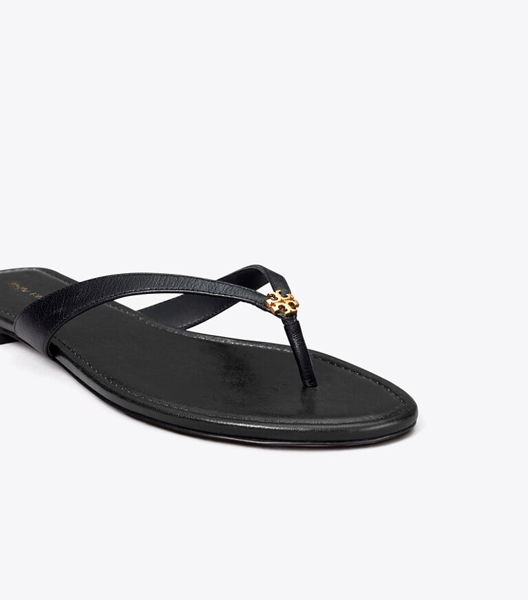 Tory Burch diseñador sandalias Chancla clásica en PERFECT BLACK detalle