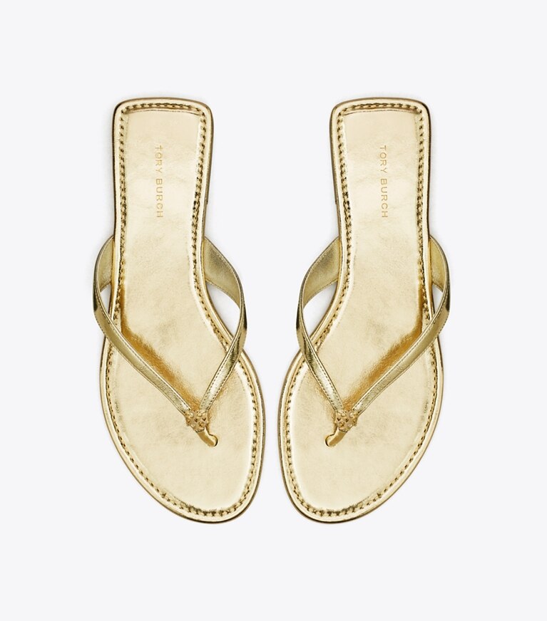 Tory Burch diseñador sandalias Chancla clásica en SPARK GOLD vista superior