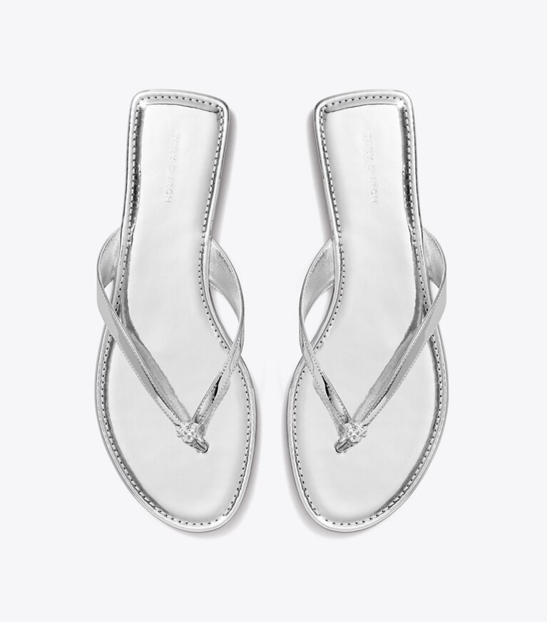 Tory Burch diseñador sandalias Chancla clásica en PLATINUM vista superior