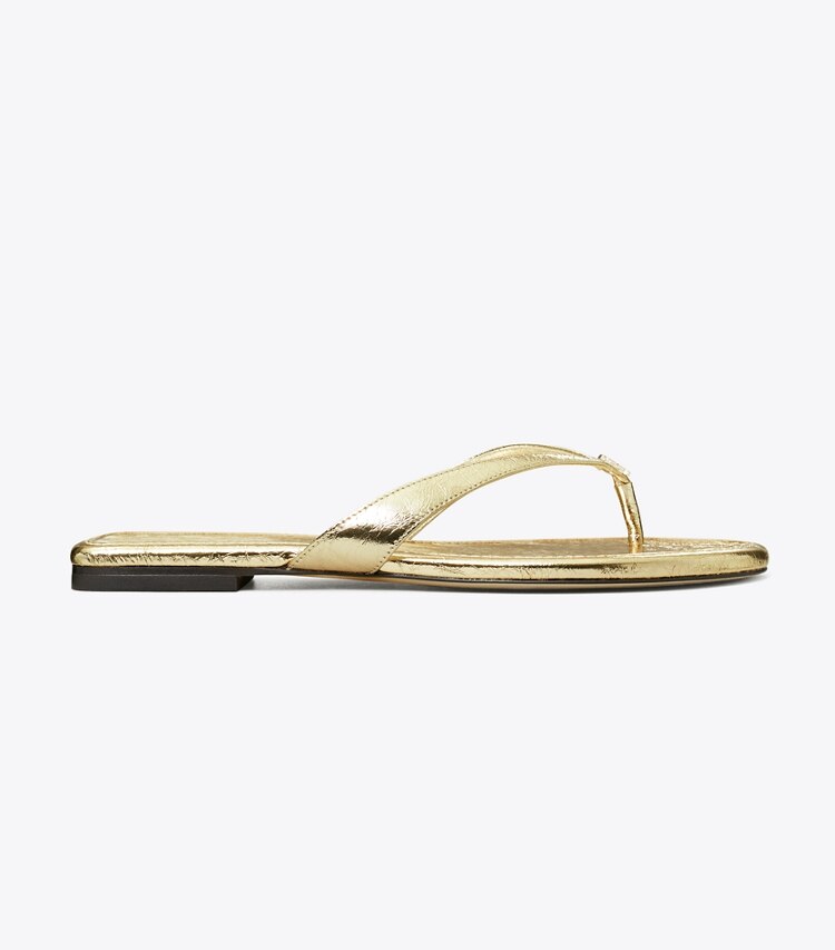 Tory Burch diseñador sandalias Chancla clásica en SPARK GOLD lateral