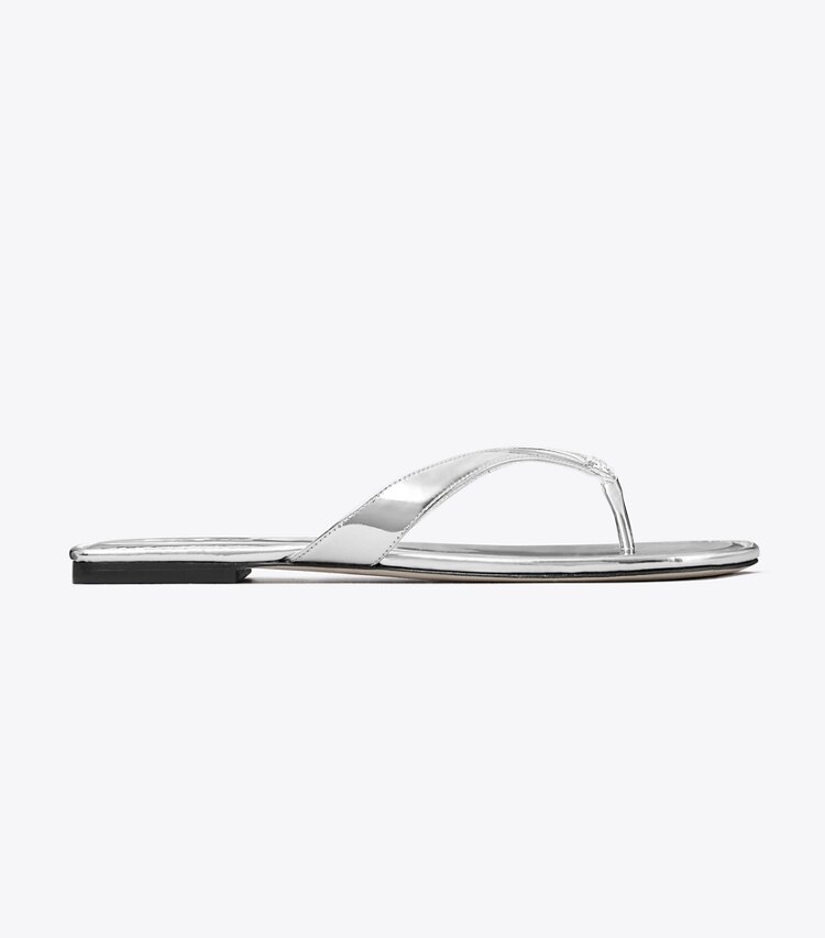 Tory Burch diseñador sandalias Chancla clásica en PLATINUM lateral
