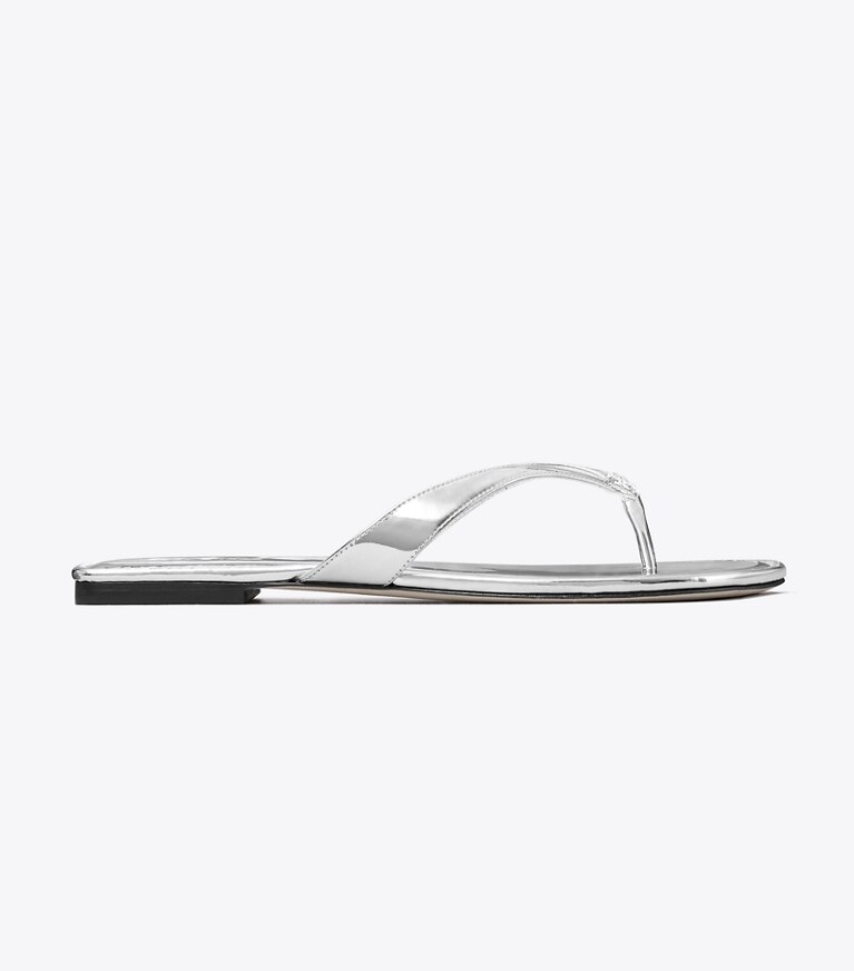 Tory Burch diseñador sandalias Chancla clásica en PLATINUM lateral