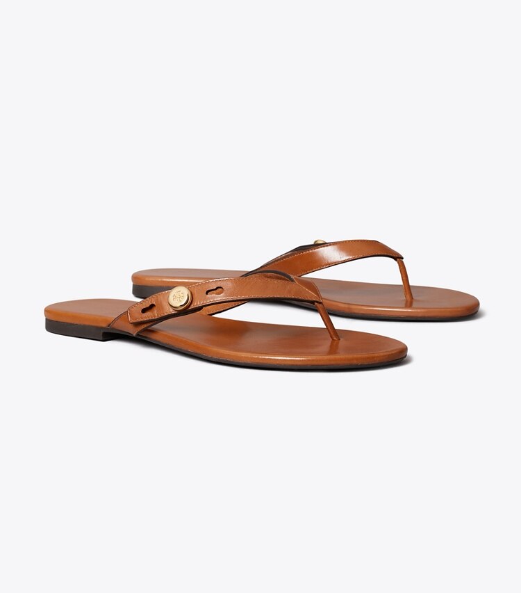 Tory Burch diseñador sandalias Chancla Romy en CLASSIC CUOIO ángulo