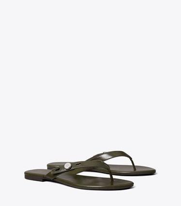 Tory Burch diseñador sandalias Chancla Romy en DARK OLIVE ángulo
