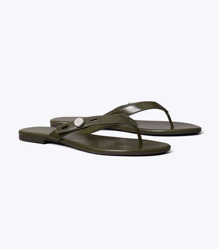 Tory Burch diseñador sandalias Chancla Romy en DARK OLIVE ángulo