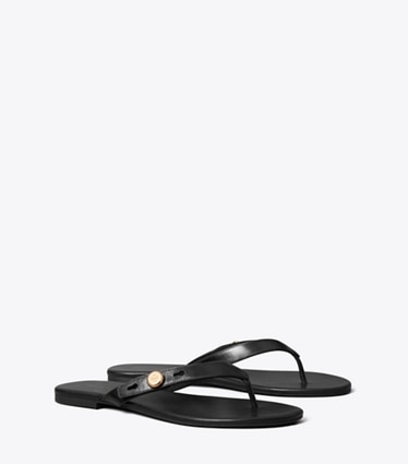 Tory Burch diseñador sandalias Chancla Romy en PERFECT BLACK ángulo