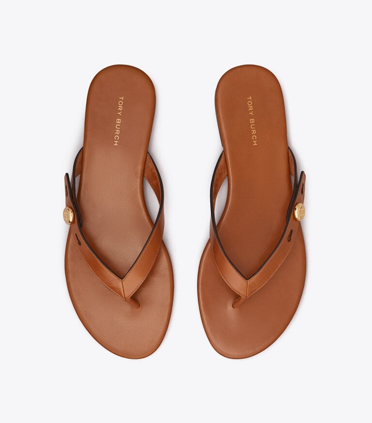 Tory Burch diseñador sandalias Chancla Romy en CLASSIC CUOIO vista superior