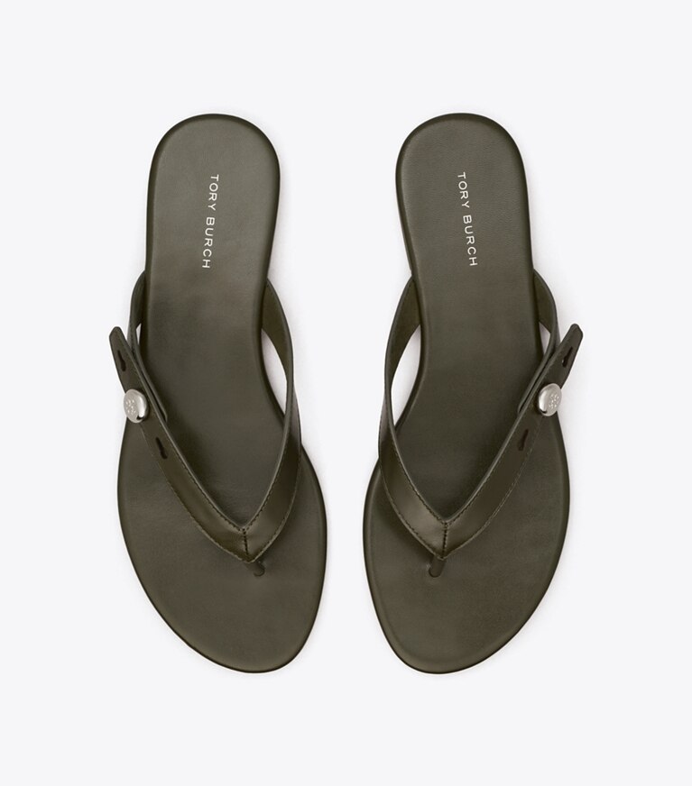 Tory Burch diseñador sandalias Chancla Romy en DARK OLIVE vista superior