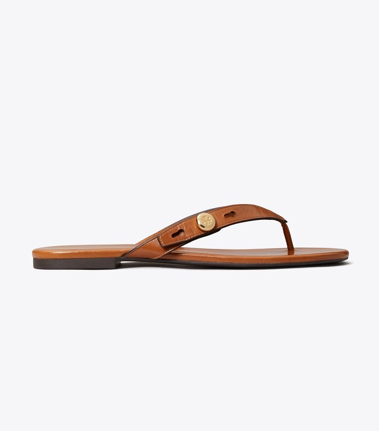 Tory Burch diseñador sandalias Chancla Romy en CLASSIC CUOIO lateral
