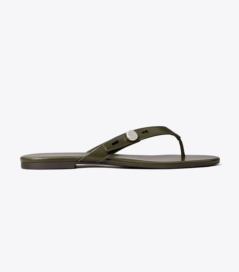 Tory Burch diseñador sandalias Chancla Romy en DARK OLIVE lateral