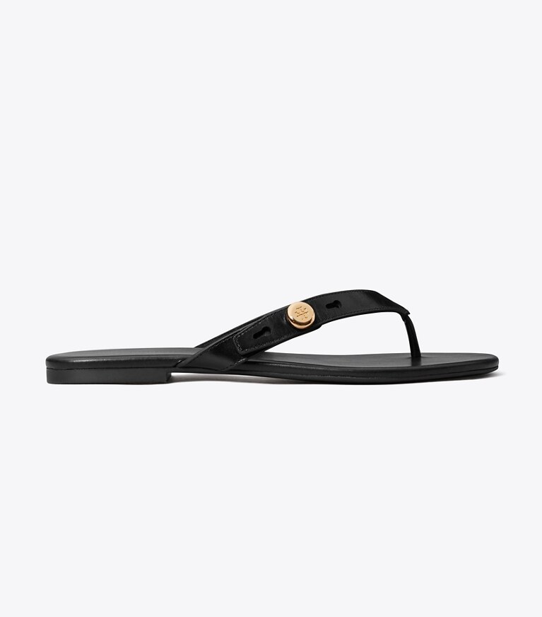 Tory Burch diseñador sandalias Chancla Romy en PERFECT BLACK lateral