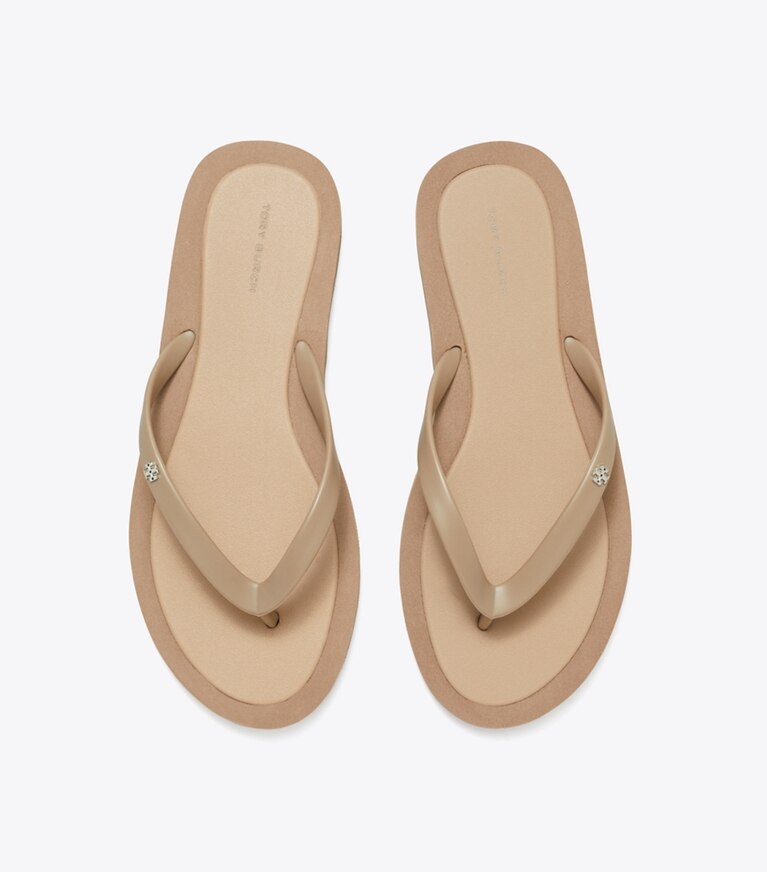 Tory Burch diseñador sandalias Chanclas acolchadas Kira en MOUNTAIN GRAY / SILVER vista superior