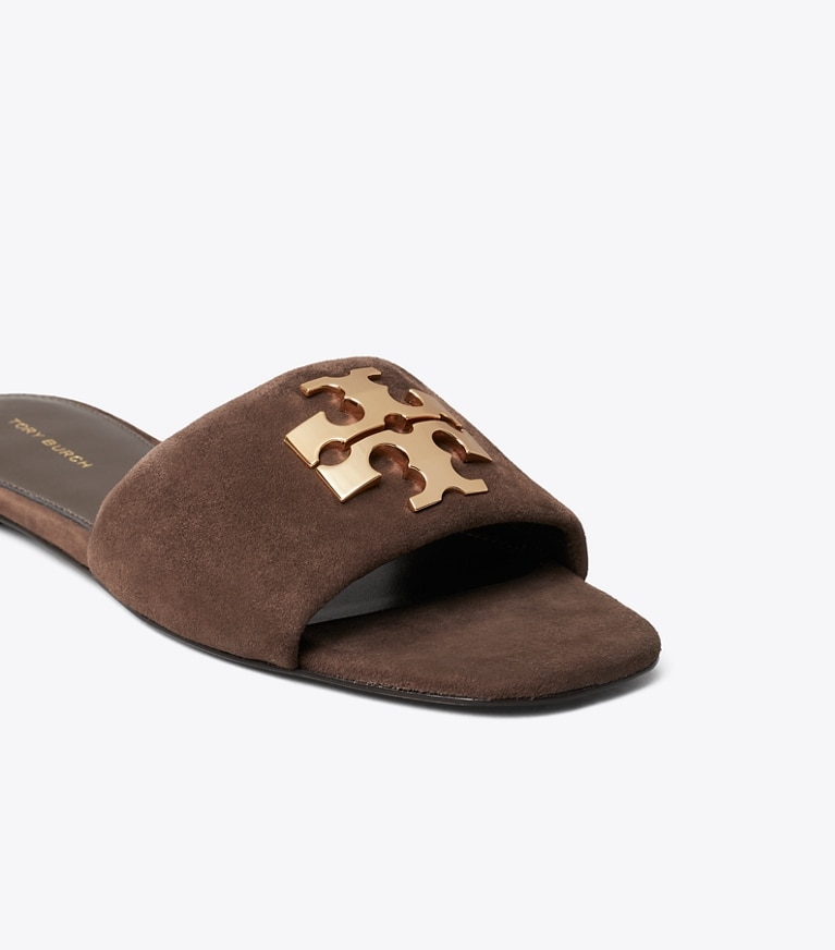 Tory Burch diseñador sandalias Chanclas Charlie en DARK COCOA / GOLD detalle