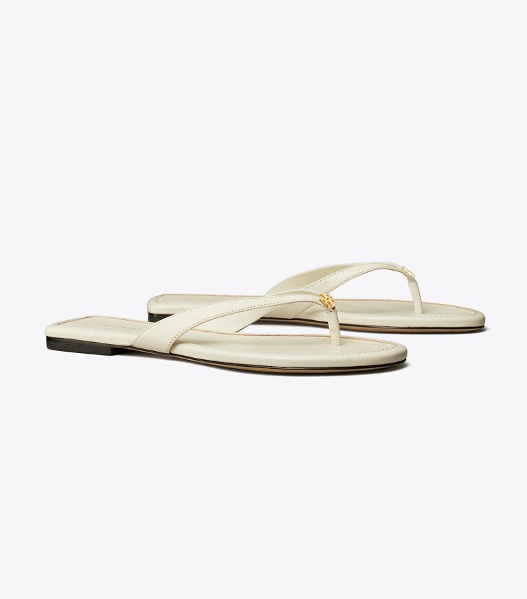 Tory Burch diseñador sandalias Chanclas clásicas en NEW IVORY ángulo