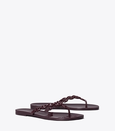 Tory Burch diseñador sandalias Chanclas con eslabones Gemini Link Jelly en DARK CARMINE ángulo