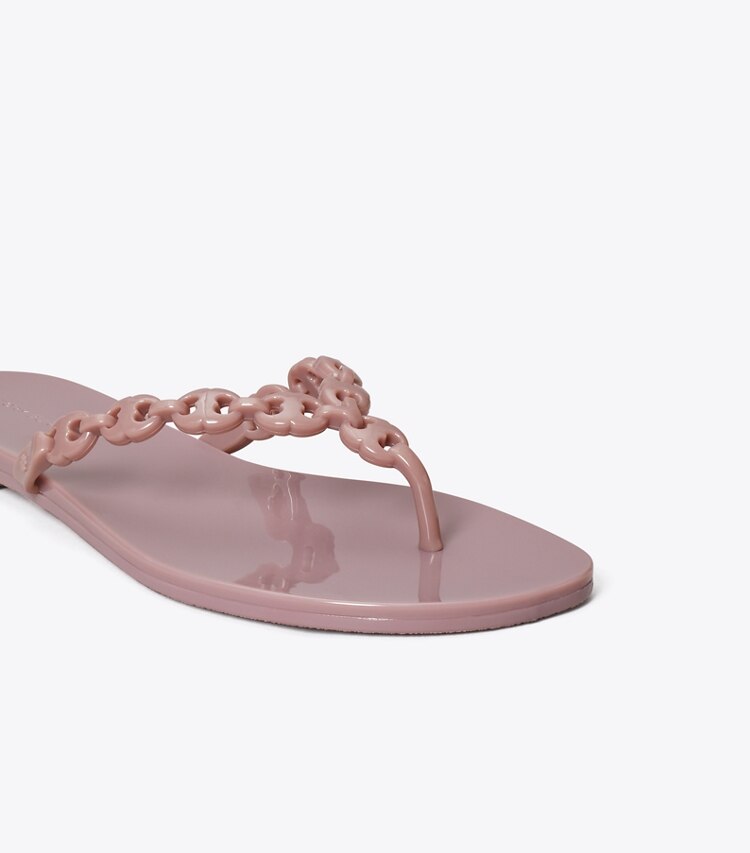 Tory Burch diseñador sandalias Chanclas con eslabones Gemini Link Jelly en LIGHT MAUVE detalle